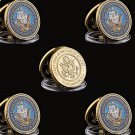 5PCS American Navy Great Seal USA Department Of The Navy Gold Challenge Token