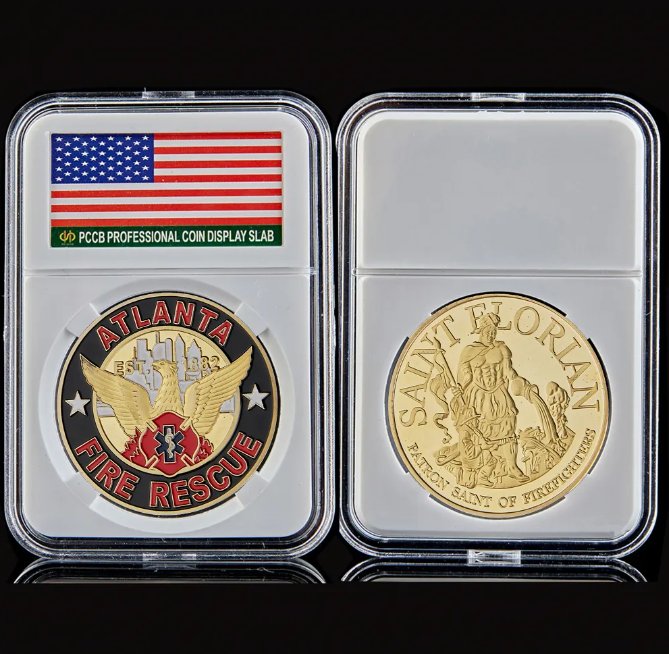 USA Atlanta Fire Rescue Patron Saint Of Firefighters Cross American Commem