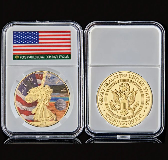 2017 Souvenir Coin USA World Famous Yellowstone National Park In God We Trust W/ Hard