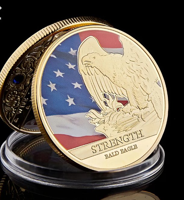 Gold American Bald Eagle Strength USA Statue of Liberty Freedom Commemorative Coins