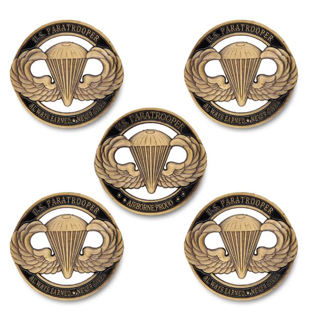 5PCS US Military Always Earned Never Given U.S Paratrooper Challenge Coin/Medal