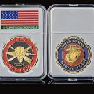 U.S Challenge Coin Military Marine Corps Usmc Force Recon Skull Commemorative Coin W/ Capsule