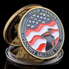USA Your Nation Proudly Salutes You Military For Your Service Gold/Silver Plated Challenge Coin
