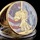 2017 USA New York Lady Statue of Liberty Great Seal of USA Gold Silver Coins with Acrylic Capsule