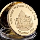 New Seven Wonders of The World India Taj Mahal Gold Plated Travel Souvenir Coin