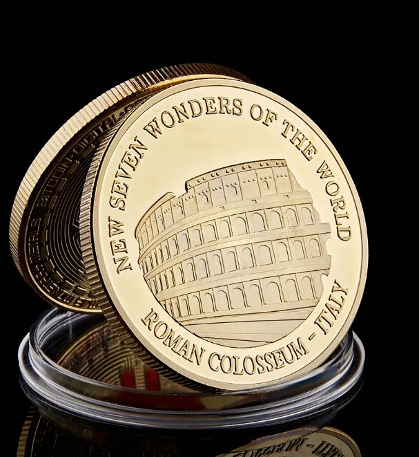 Gold Plated Coin Ancient Italy Roman Colosseum 2017 New Seven Wonders of