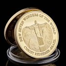 Gold Plated Coin Brazil Christ The Redeemer New Seven Wonders of The World