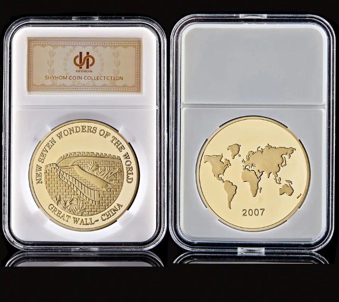 2007 China The Great Wall Mascot Token Gold Coin New Seven Wonders of The World Souvenir