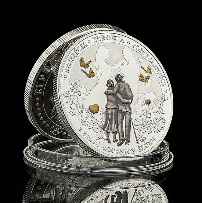 Poland Silver Plated Szczescia Zdrowia Pomyslnosci Okazji Rocznicy Slubu Collectible