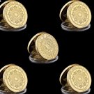 5PCS/Lot Mexico Mayan Calender Prophecy Calendar Commemorative Token Gold Coin Collection