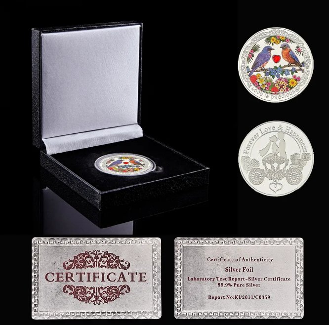 Love Bird 1OZ Fine Silver Plated Coin Love Is Precious An Affectionate Couple Forever Love