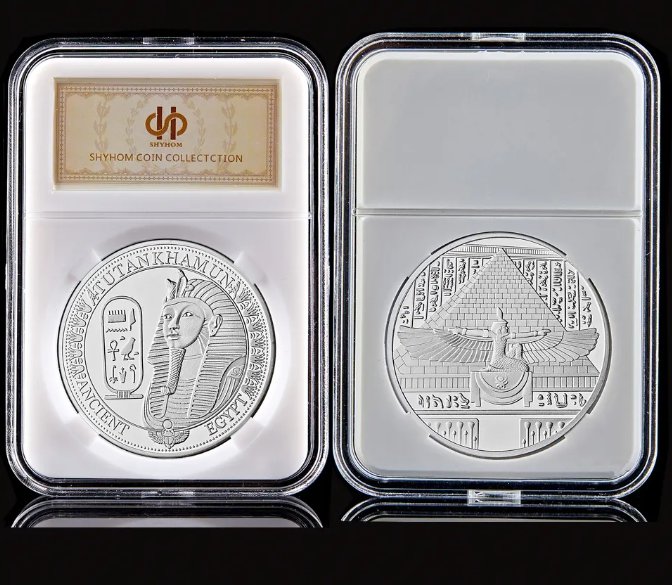 Collectible Egyptian Pyramids Sphinx Silver Ancient Plated Souvenir Challenge Art Coin