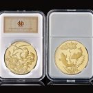 Chinese Good Luck Gold Plated Commemorative Coins Koi Fish Blessing Wishing