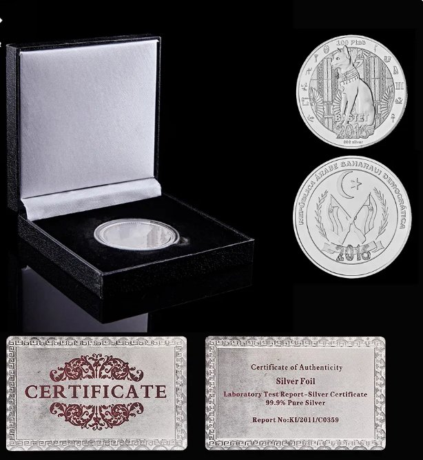 2016 Egyptian Goddess Bastet Western Sahara 100 Ptas Cat 999 Silver Coin Keepsake