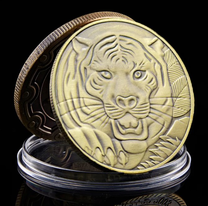Chinese Mythical Beasts Coins Collectibles Dragon Tiger Zodiac Tai Chi Yingyang Commem