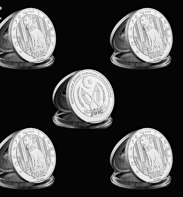 5PCS/Set Africa Egyptian Old Mythology Cat God Bastet Unique Silver Africa Coin Collection