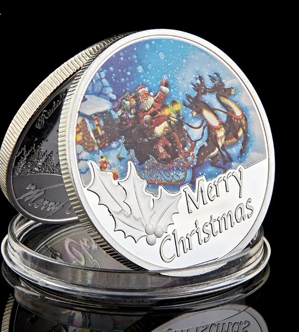 Santa Claus1 Oz .999 Fine Silver Merry Christmas Father Christmas Coin Snowman & Santa