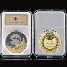 Merry Christmas Commemorative Coins 1.57" *0.12" With Round Box Festival Deer Present