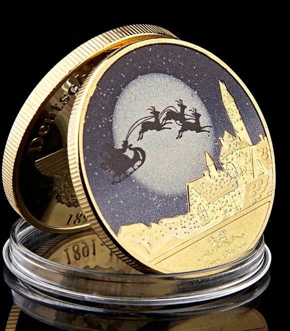 Merry Christmas Snowman Deer Gold/Silver Commemorative 1.57"*0.12" Coin