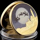 Merry Christmas Snowman Deer Gold/Silver Commemorative 1.57"*0.12" Coin