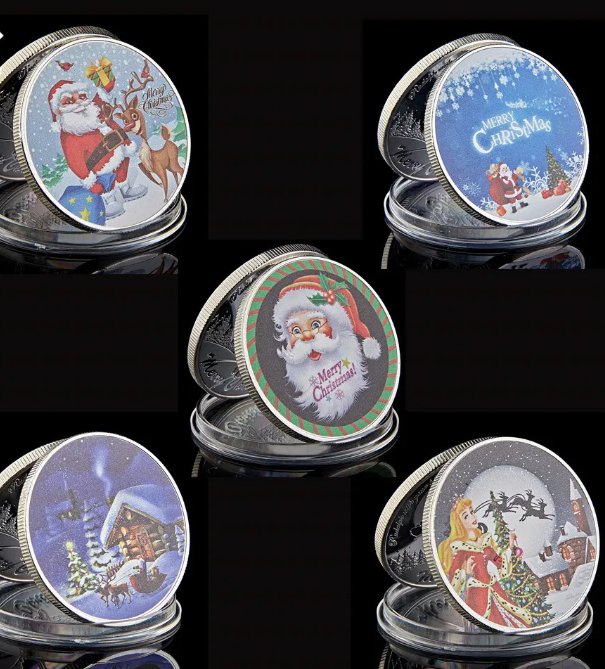 5PCS/Lot 2023 Merry Christmas All Type Silver Santa Claus Coin Set Elk Collection