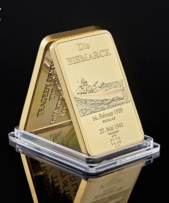 German Die Bismarck Battleship Gold Plated Bullion Bar/Coins 1OZ Germany Navy
