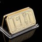 Freemasons Masonic Challenge Coin Golden Bar 999 Fine Gold Clad 3D Design With Case Cover