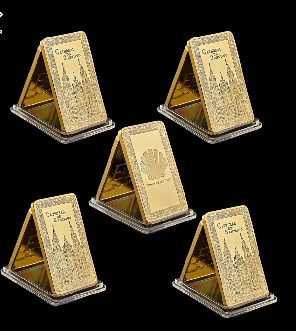 5PCS Spain Camino De Santiago Cathedral Christian Commemorative Gold Bullion Bar 1OZ