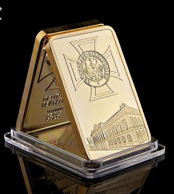 German Eagle Golden Beauty Bar 1 Ounce Deutsche Iron Cross Bar 1 OZ Germany 999 Gold