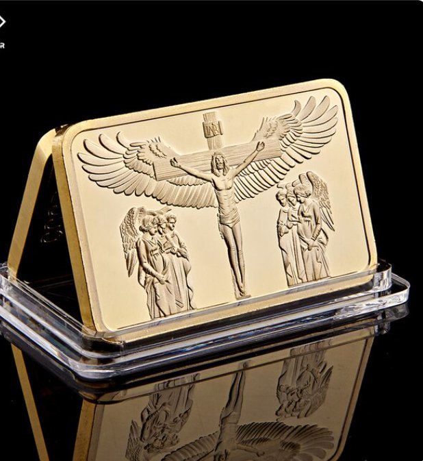 Christ Jesus Gold Bar Jesus&Angel 1 OZ Gold Replica 999 Gold Clad Bullion Ba