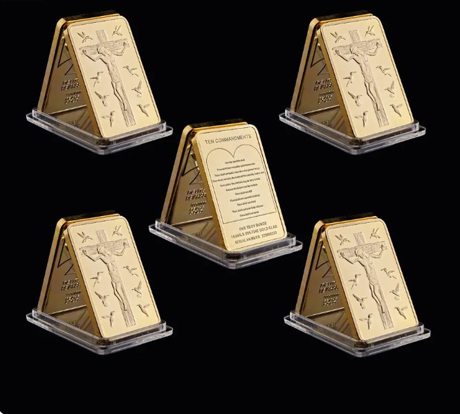 5PCS Souvenir World Christ Jesus 1 OZ Gold Clad Bullion Bar Jesus&Angel Commem