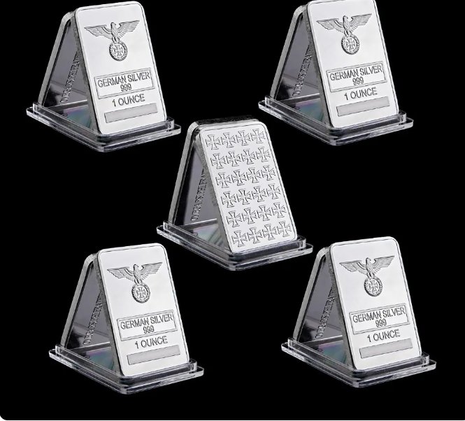 5PCS Deutsche Eagle Rare 1 Ounce Silver Bar 999 German Cross Bar Clear Acrylic Capsule
