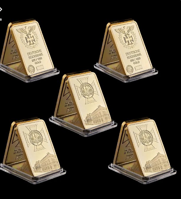 5PCS Deutsche Reichsbank Iron Cross German Eagle Replica 999/1000 Gold Bullion 1 OZ