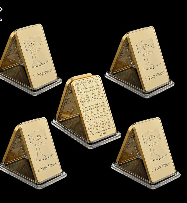 5PCS United Kingdom Replica Gold Bars Bell Fine Gold Clad Bar Bullion Collection
