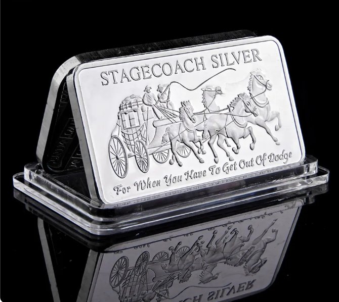 Northwest Region Territorial Mint 999 Fine Stagecoach 1/4 Ounce 999 Silver Divisible Bar