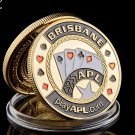 Brisbane Playapl Gold Souvenir Coin Collection Poker Card Guard With Coin Capsule