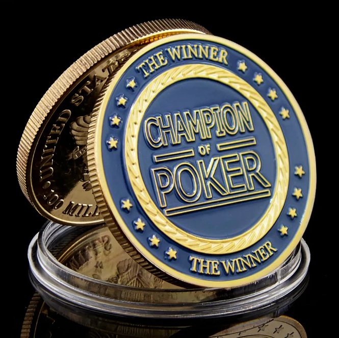2023 The Winter Champion Poker Gold Coin Collection Poker Card Guard With Coin Capsule
