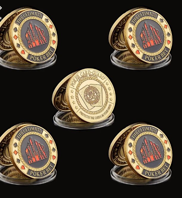 5Pcs/lot Texas Hold'em Chips Metal Press Models ALL IN Brands Poker Chip Guard Token Coin Set