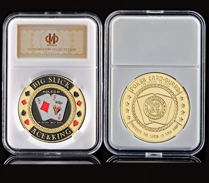 Las Vegas Poker Game The "Big Slick Ace&King" Casino Poker Chips Guard Metal Coin