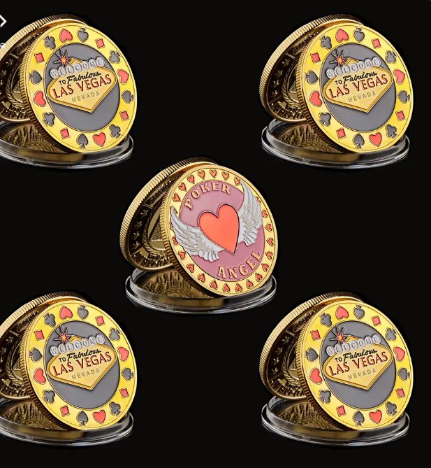5PCS Welcome To Nevada Las Vegas Poker Chip Angel Casino Commemorative Gold Coin Lucky