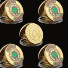 5PCS Poker Card Guard Chips Gold Green Clover Good Luck Challenge Coin Fashion Token Coin
