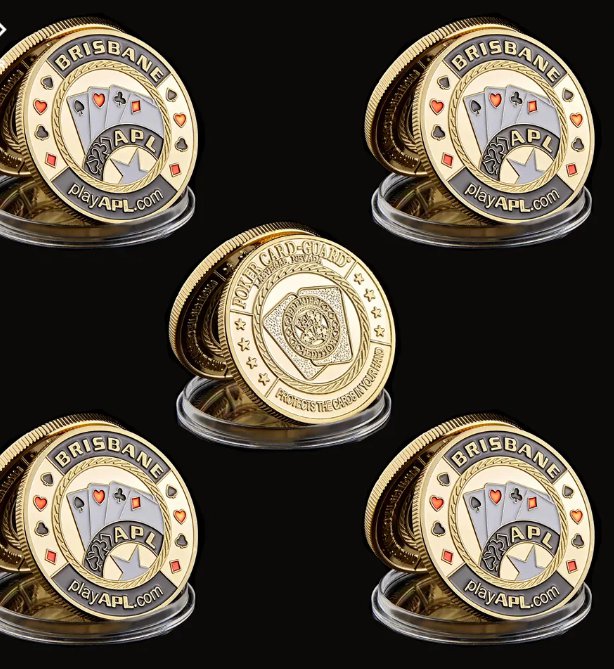 5PCS USA Gold Commemorative Coin Poker Card Guard Token Brisbane Playapl Poker Collectibles