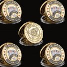 5PCS USA Gold Commemorative Coin Poker Card Guard Token Brisbane Playapl Poker Collectibles