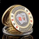 Gold Plated Coin The "Big Slick Ace&King" Casino Poker Chips Souvenir Coin Art Poker Card