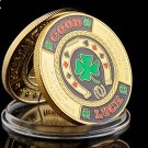 Gold Green Clover Good Luck Challenge Coin Fashion Poker Card Guard Chips Token Coin
