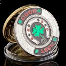 Gold Green Clover Good Luck Challenge Coin Fashion Poker Card Guard Chips Token Coin