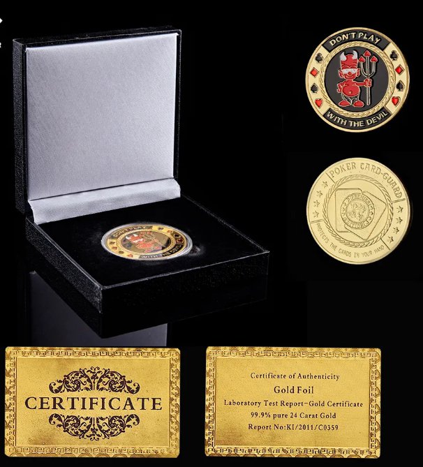Gold Poker Card Guard Poker Chip Don't Play with The Devil" Casino Challenge Metal Coin