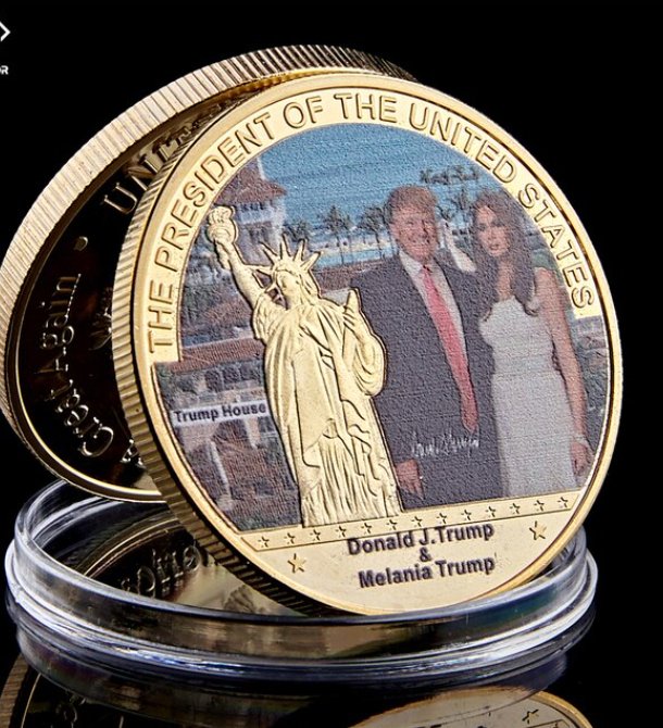 USA President Donald Trump And First Lady Gold Plated Celebrity Souvenir Coins Token