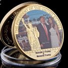 USA President Donald Trump And First Lady Gold Plated Celebrity Souvenir Coins Token