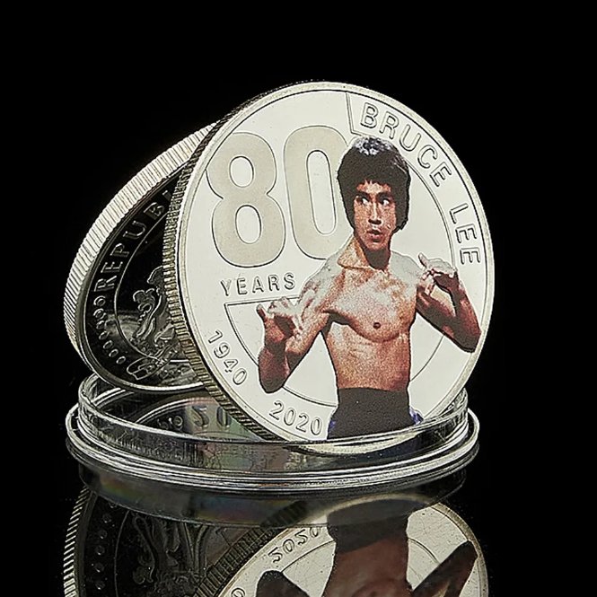 Chinese Kungfu Star Bruce Lee The 80th Anniversary Commemorative Coin Dragon Silver